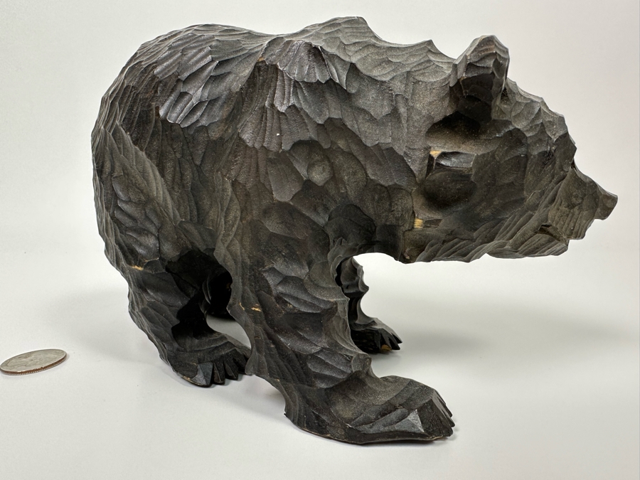 Carved Wooden Bear Sculpture 8W X 4D X 5H