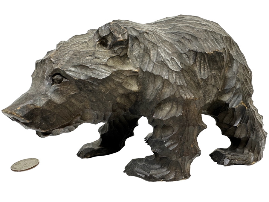 Carved Wooden Bear Sculpture 8W X 4D X 5H