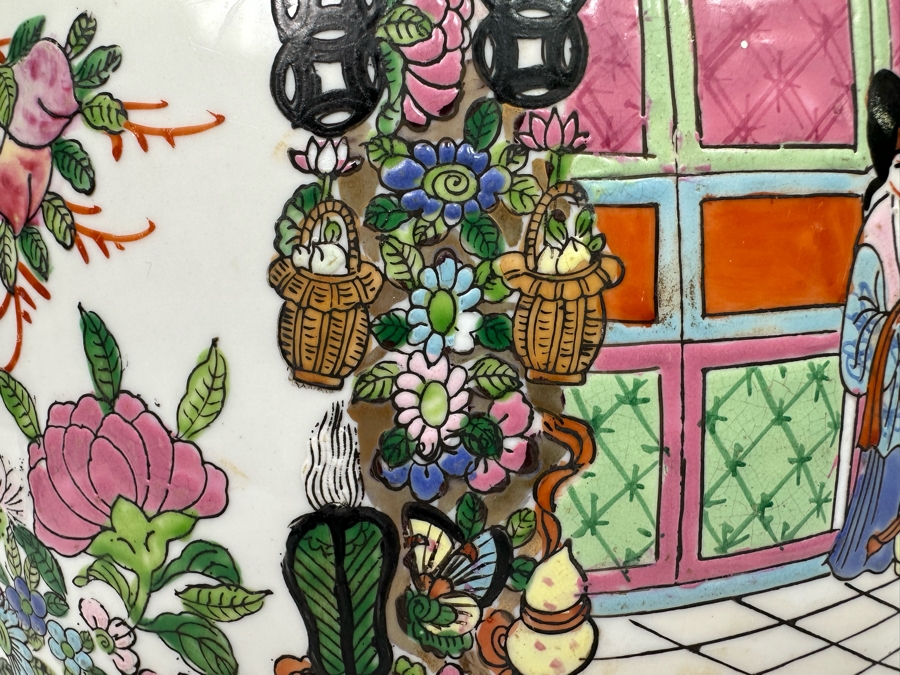 Large Vintage Signed Chinese Porcelain Lidded Jar 12W X 16H  [Photo 11]