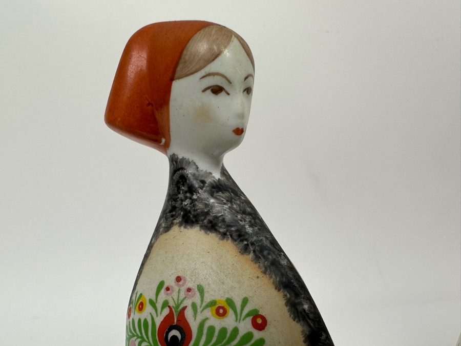 Vintage Aquincum Hungarian Matyo Couple Shepherd And His Wife Hand Painted Figurines Budapest 9H [Photo 7]