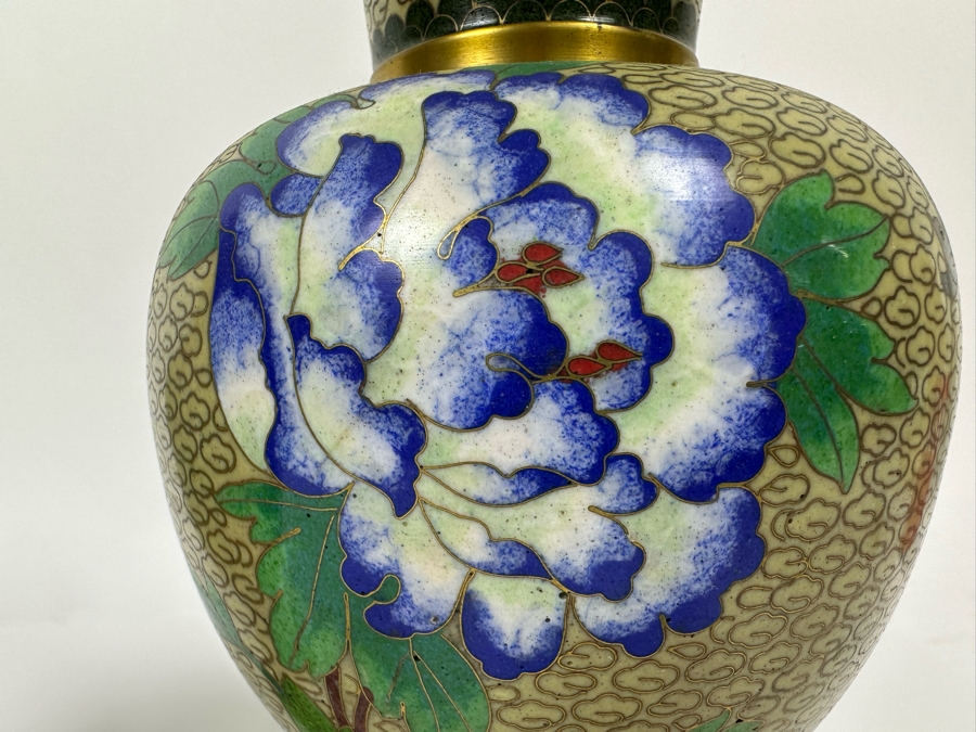 Pair Of Cloisonne Vases 9H And Cloisonne Toothpick Holder [Photo 10]