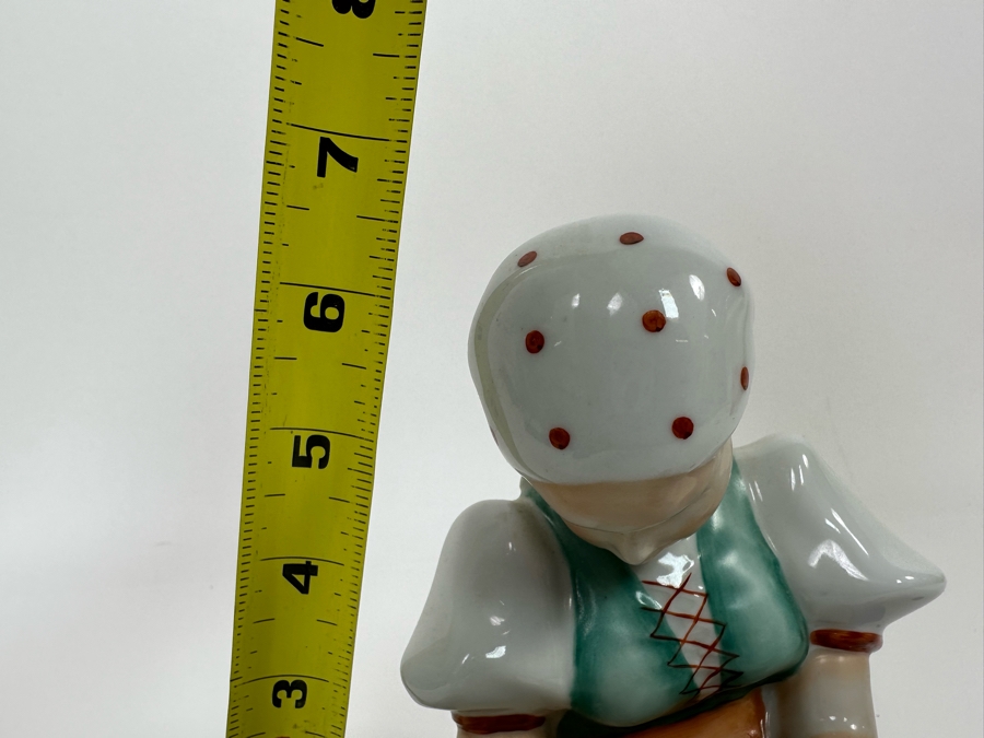 Vintage Hungarian Zsolnay Pecs Hand Painted Figurine Young Girl Feeding The Goose 6.5H [Photo 11]