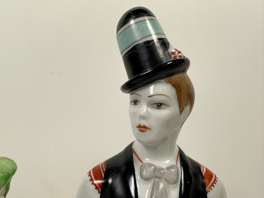 Vintage Hollohaza Hungarian Matyo Couple Hand Painted Figurines 12H [Photo 4]