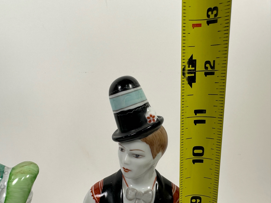Vintage Hollohaza Hungarian Matyo Couple Hand Painted Figurines 12H [Photo 17]