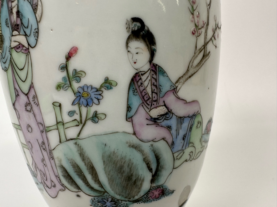 Vintage Signed Chinese Hand Painted Porcelain Vase 9H [Photo 8]