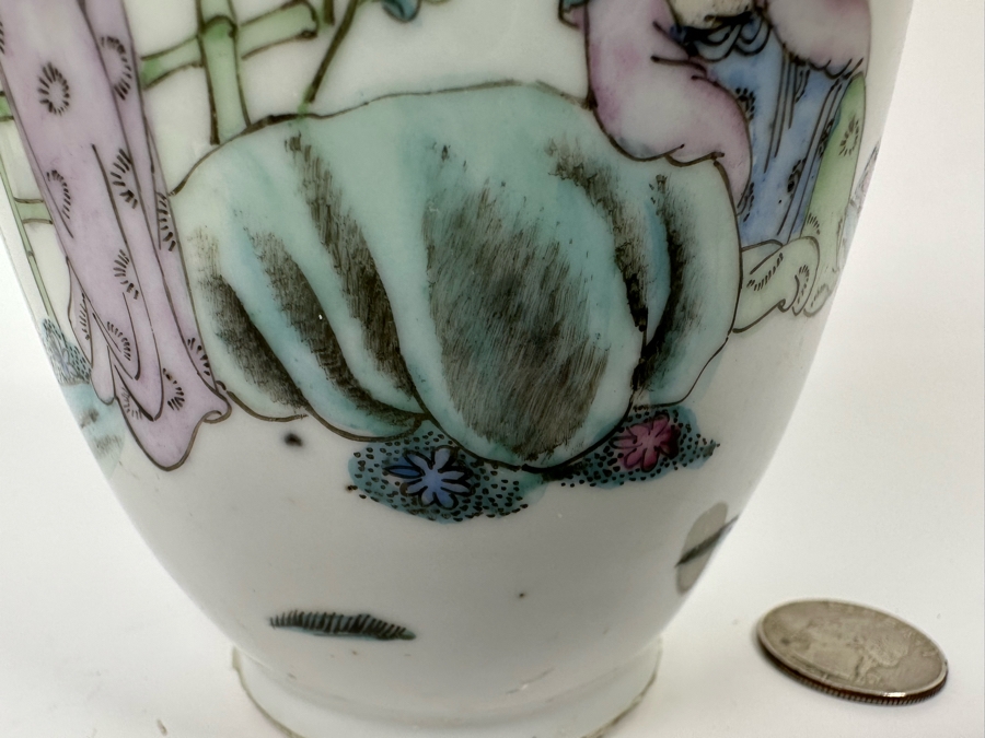 Vintage Signed Chinese Hand Painted Porcelain Vase 9H [Photo 9]
