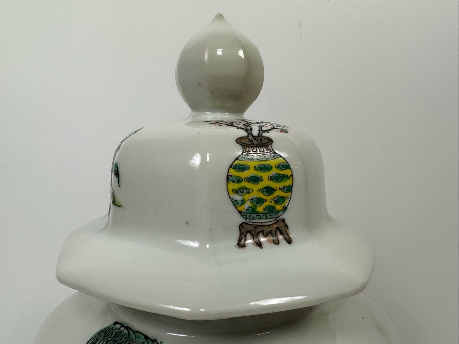 Vintage Signed Chinese Hand Painted Porcelain Lidded Jar 15H [Photo 21]