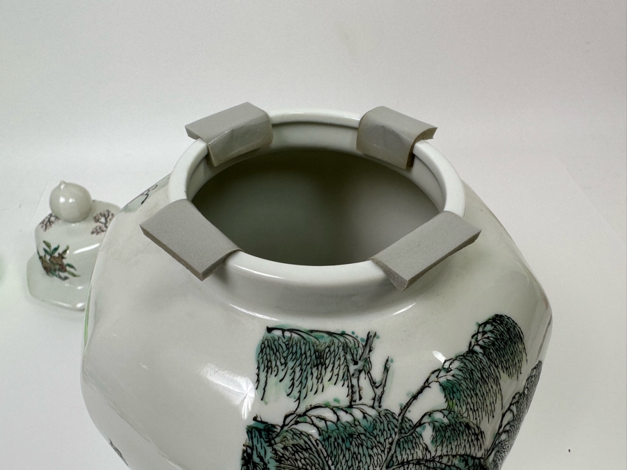 Vintage Signed Chinese Hand Painted Porcelain Lidded Jar 15H [Photo 29]