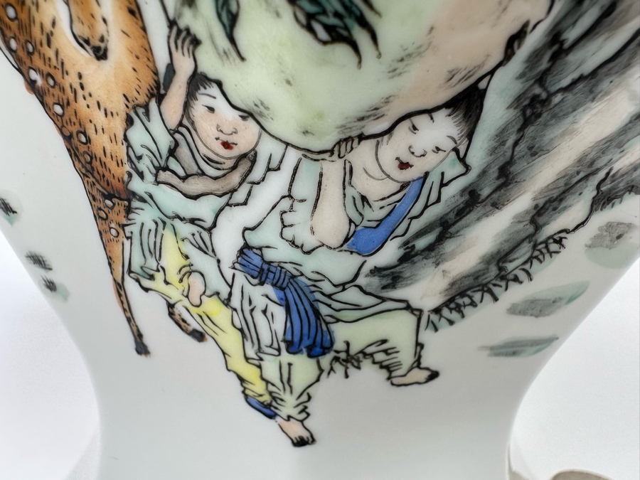 Vintage Signed Chinese Hand Painted Porcelain Lidded Jar 15H [Photo 10]