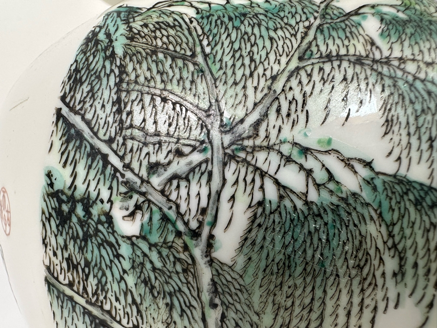 Vintage Signed Chinese Hand Painted Porcelain Lidded Jar 15H [Photo 28]