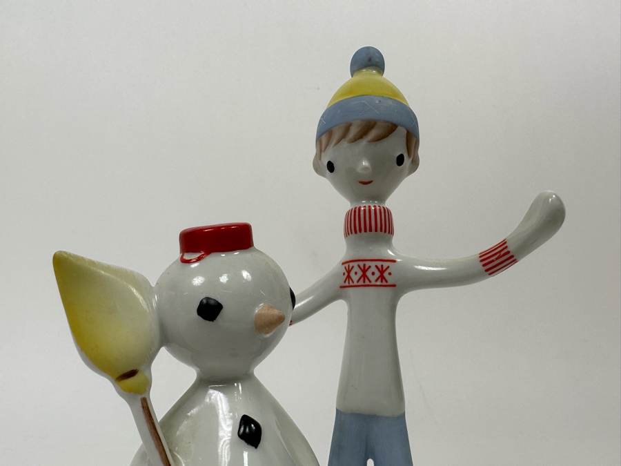 Aquincum Hungary Hand Painted Porcelain Figurine Budapest Boy With Snowman 6H [Photo 5]