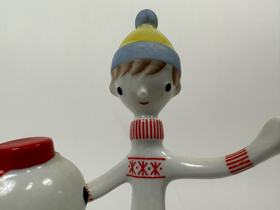 Aquincum Hungary Hand Painted Porcelain Figurine Budapest Boy With Snowman 6H [Photo 4]