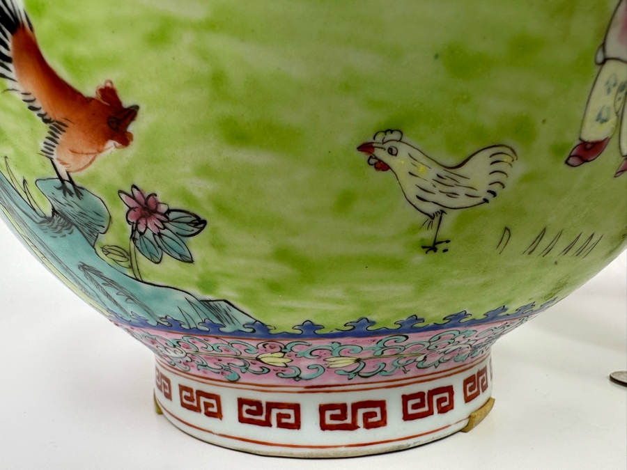 Pair Of Vintage Chinese Hand Painted Porcelain Vases 15H [Photo 7]