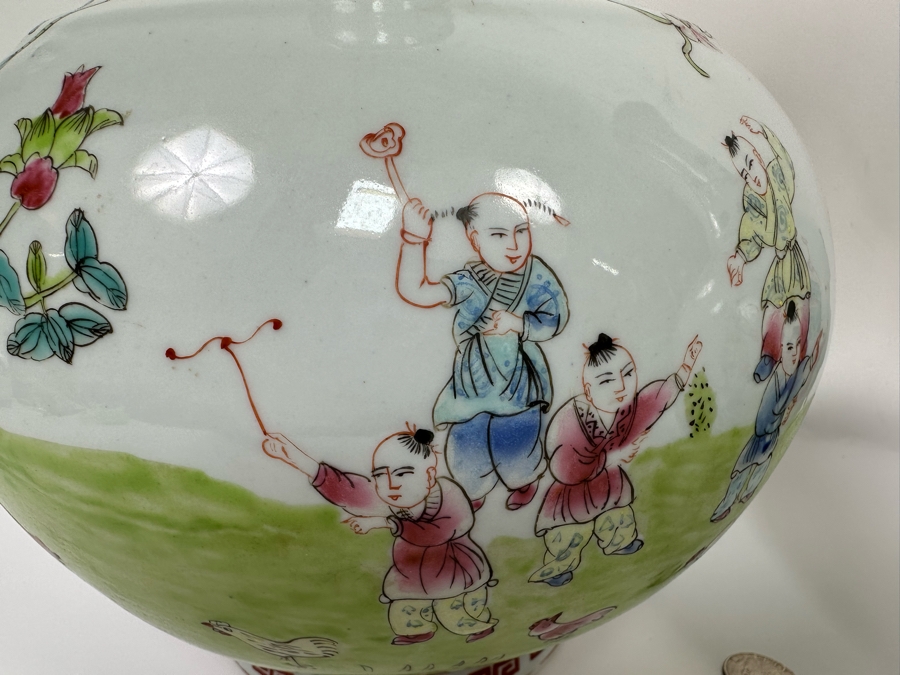 Pair Of Vintage Chinese Hand Painted Porcelain Vases 15H [Photo 6]