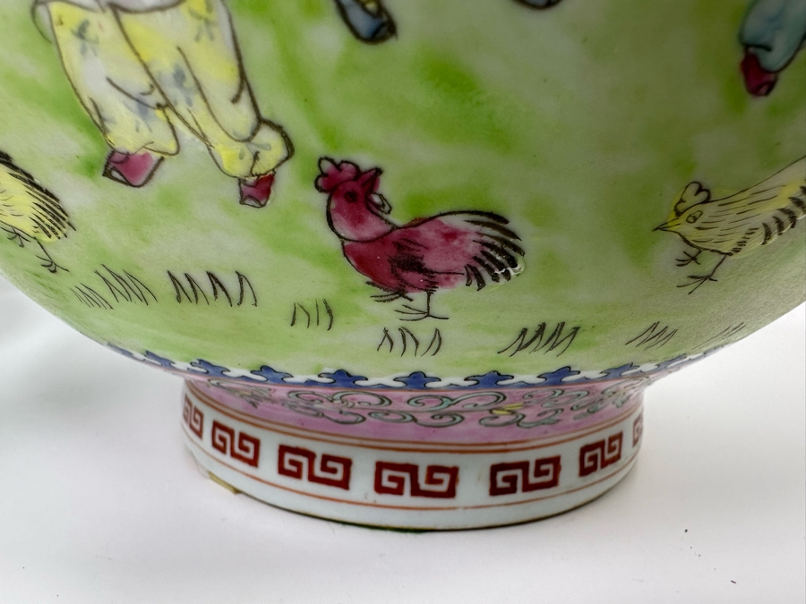 Pair Of Vintage Chinese Hand Painted Porcelain Vases 15H [Photo 13]