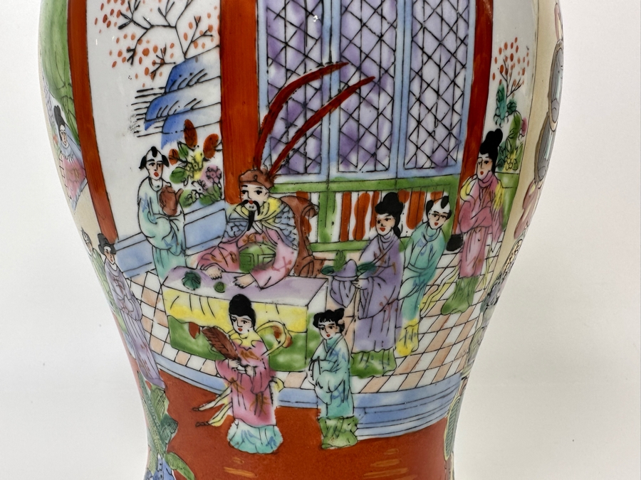 Vintage Signed Chinese Hand Painted Porcelain Lidded Jar 7.5W X 14H [Photo 5]