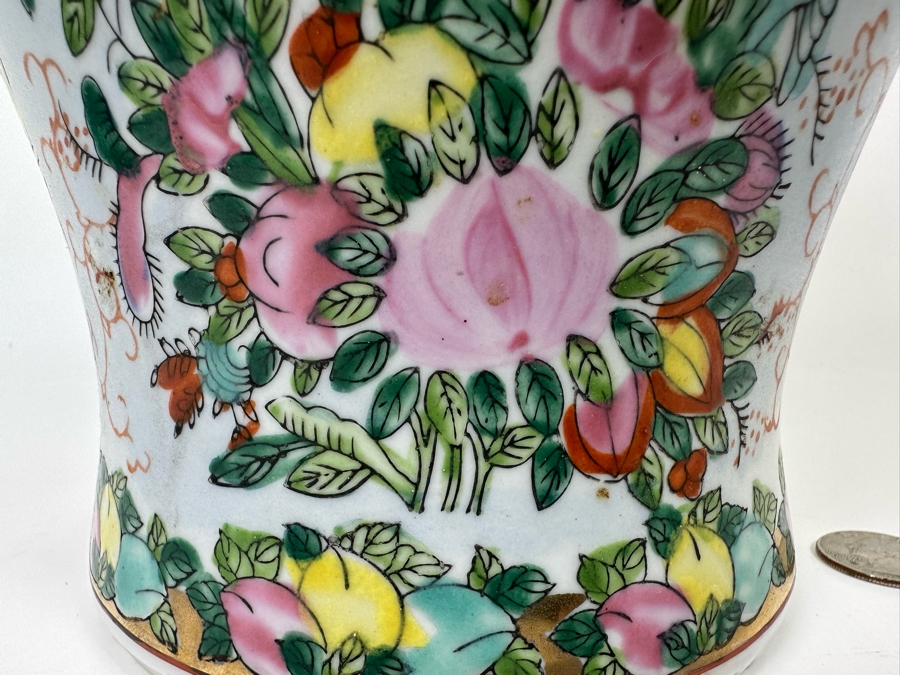 Vintage Signed Chinese Hand Painted Porcelain Lidded Jar 7.5W X 14H [Photo 16]