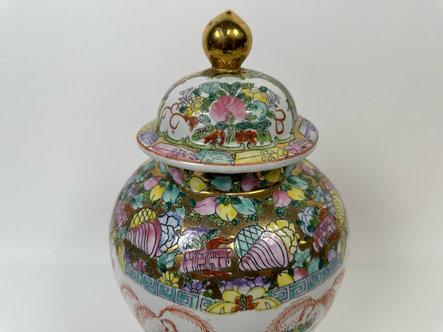 Vintage Signed Chinese Hand Painted Porcelain Lidded Jar 7.5W X 14H [Photo 13]