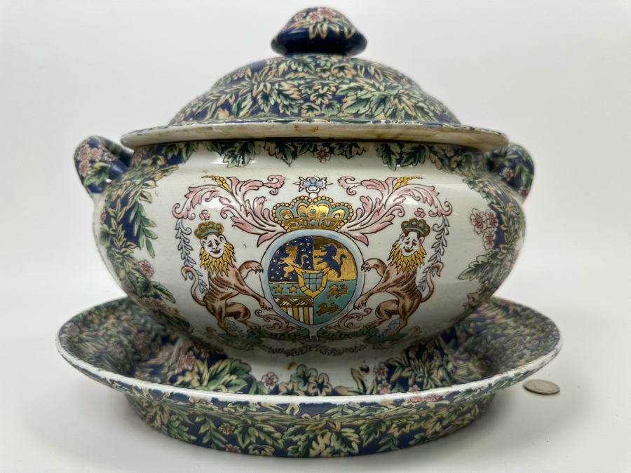 Vintage Signed Chinese Export Soup Tureen With Underplate 13W X 8D X 11H [Photo 5]
