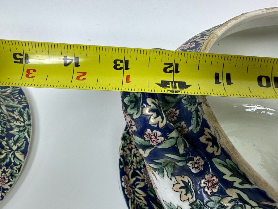 Vintage Signed Chinese Export Soup Tureen With Underplate 13W X 8D X 11H [Photo 24]