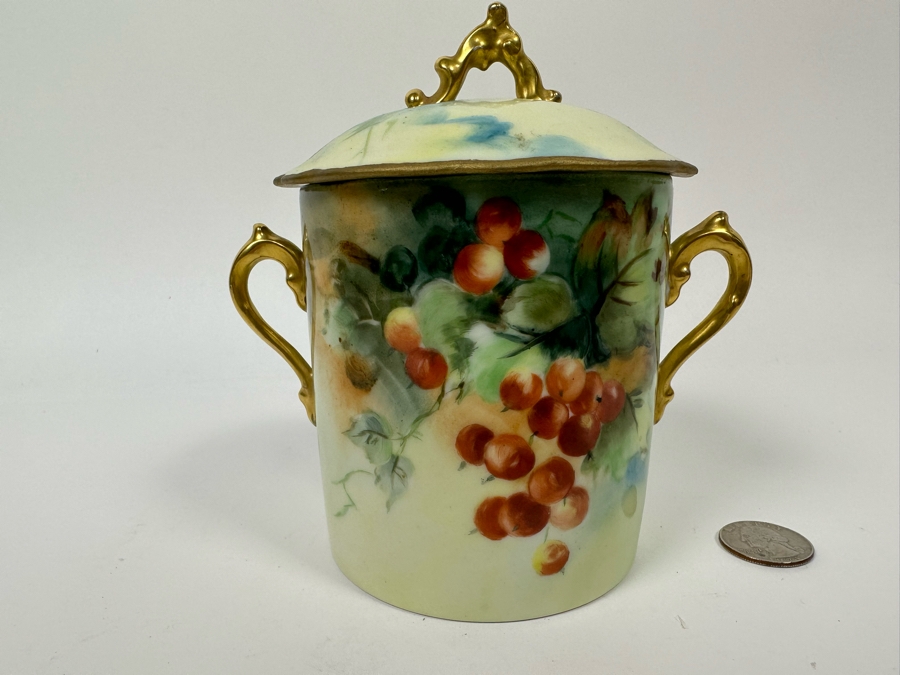 Hand Painted Limoges France Porcelain Condensed Milk Jar 5.5W X 5.5H [Photo 5]