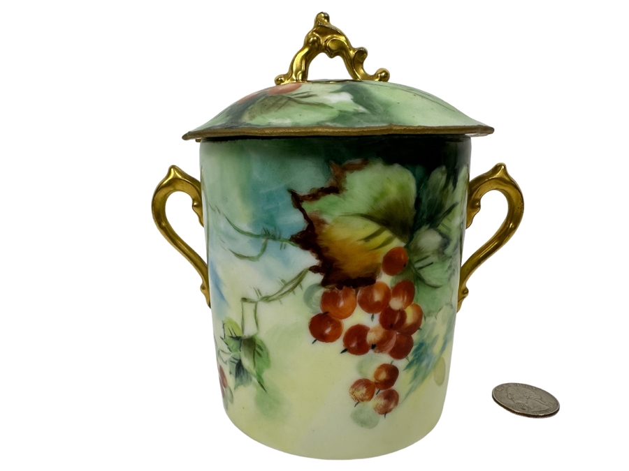 Hand Painted Limoges France Porcelain Condensed Milk Jar 5.5W X 5.5H [Photo 1]