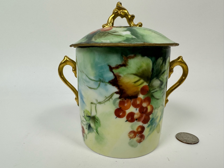 Hand Painted Limoges France Porcelain Condensed Milk Jar 5.5W X 5.5H [Photo 2]