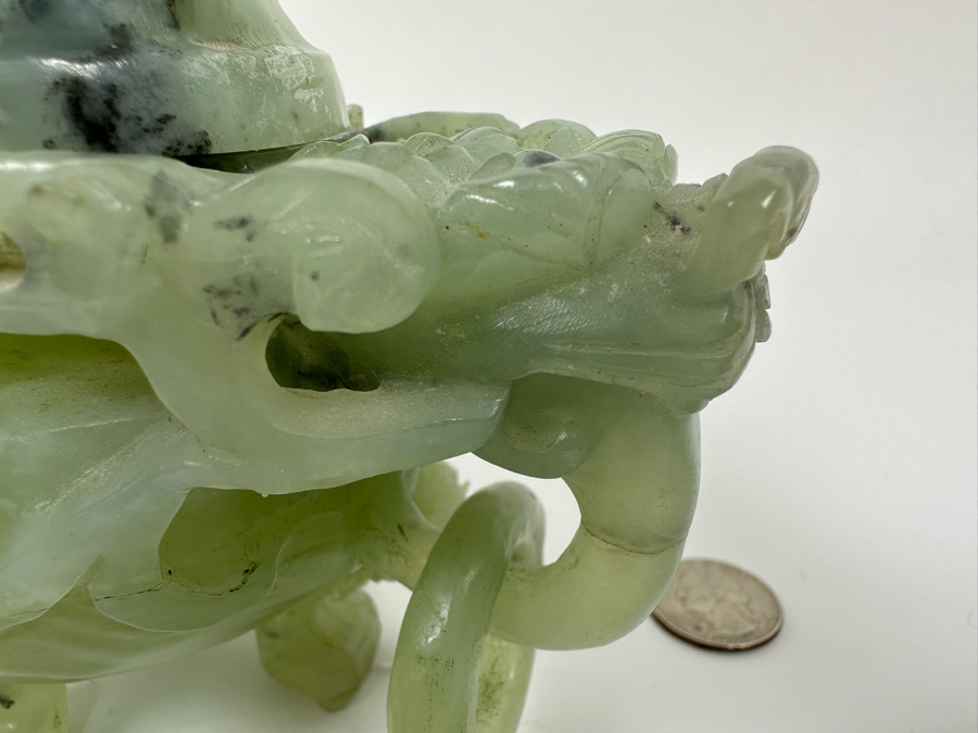 Vintage Chinese Jade Incense Burner Dragon Motif 6.5W X 4D X 5.5H [Photo 5]