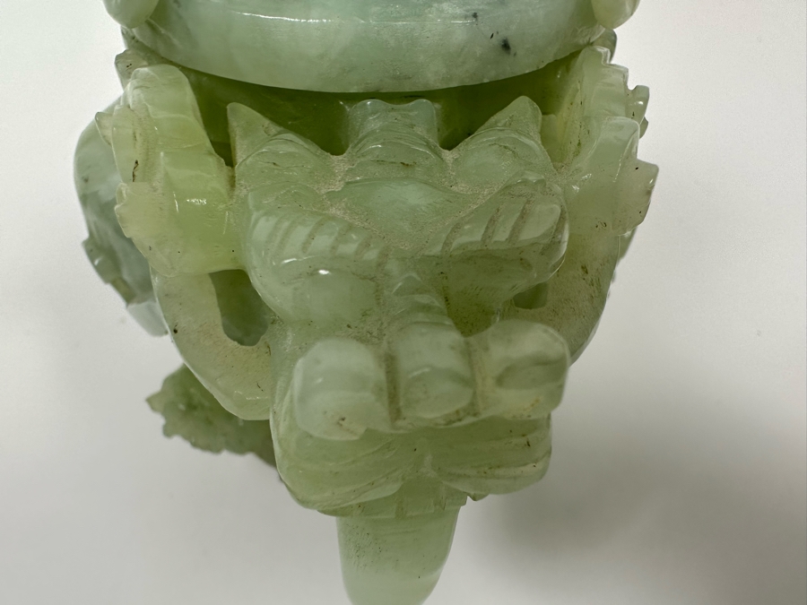 Vintage Chinese Jade Incense Burner Dragon Motif 6.5W X 4D X 5.5H [Photo 24]