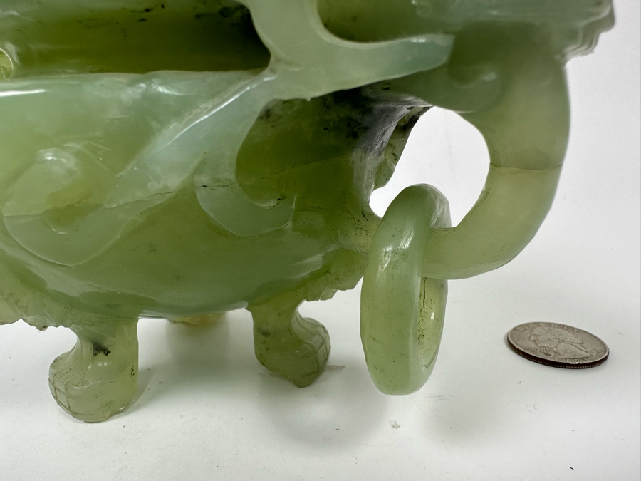 Vintage Chinese Jade Incense Burner Dragon Motif 6.5W X 4D X 5.5H [Photo 7]