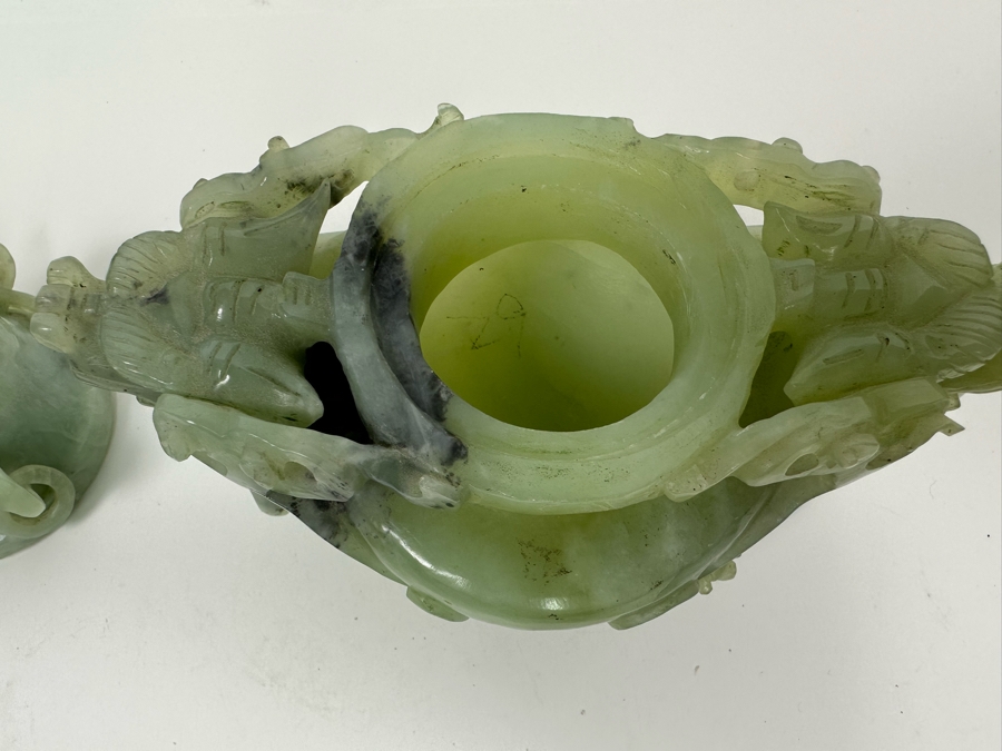 Vintage Chinese Jade Incense Burner Dragon Motif 6.5W X 4D X 5.5H [Photo 18]