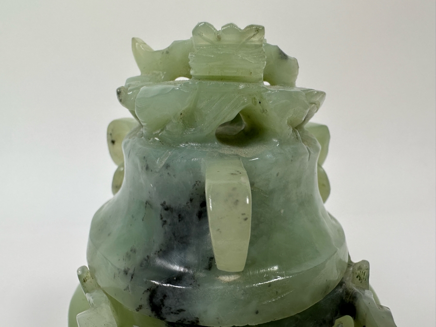 Vintage Chinese Jade Incense Burner Dragon Motif 6.5W X 4D X 5.5H [Photo 9]
