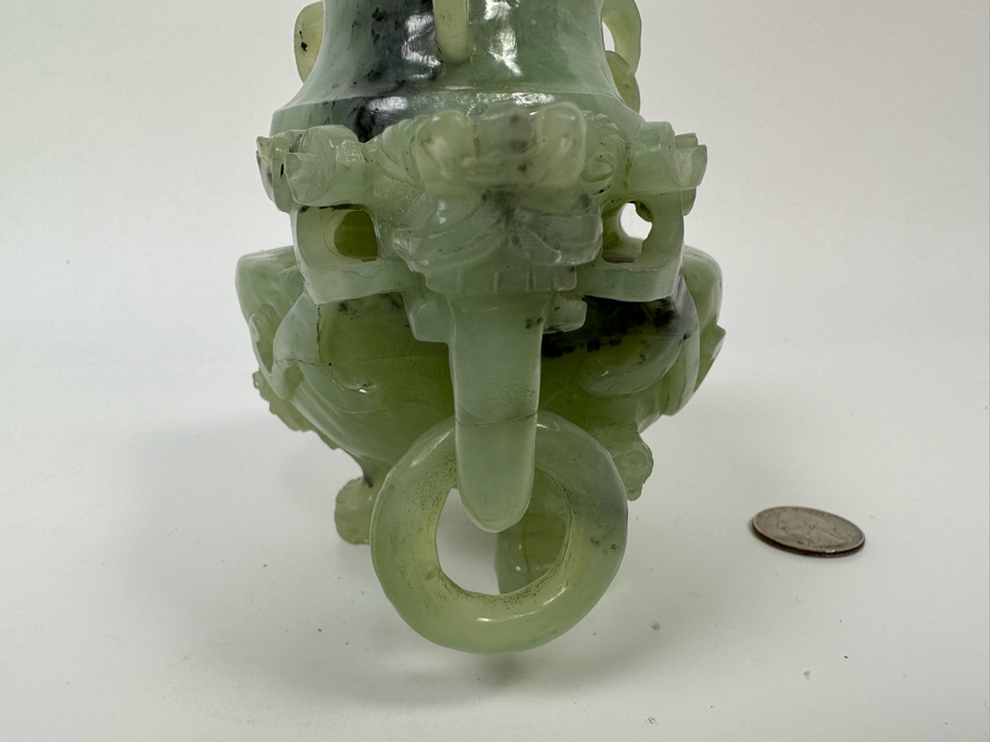 Vintage Chinese Jade Incense Burner Dragon Motif 6.5W X 4D X 5.5H [Photo 10]
