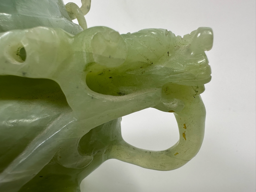 Vintage Chinese Jade Incense Burner Dragon Motif 6.5W X 4D X 5.5H [Photo 14]