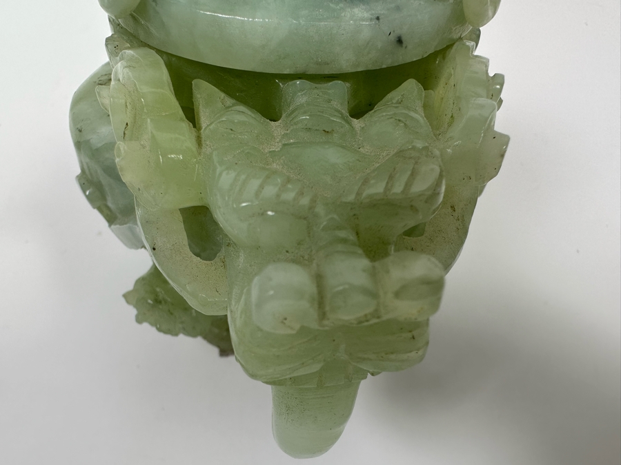 Vintage Chinese Jade Incense Burner Dragon Motif 6.5W X 4D X 5.5H [Photo 25]