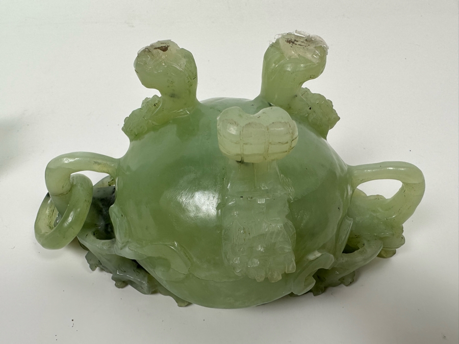 Vintage Chinese Jade Incense Burner Dragon Motif 6.5W X 4D X 5.5H [Photo 22]