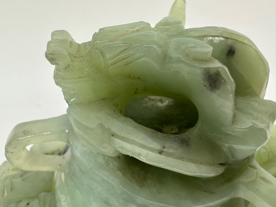 Vintage Chinese Jade Incense Burner Dragon Motif 6.5W X 4D X 5.5H [Photo 17]