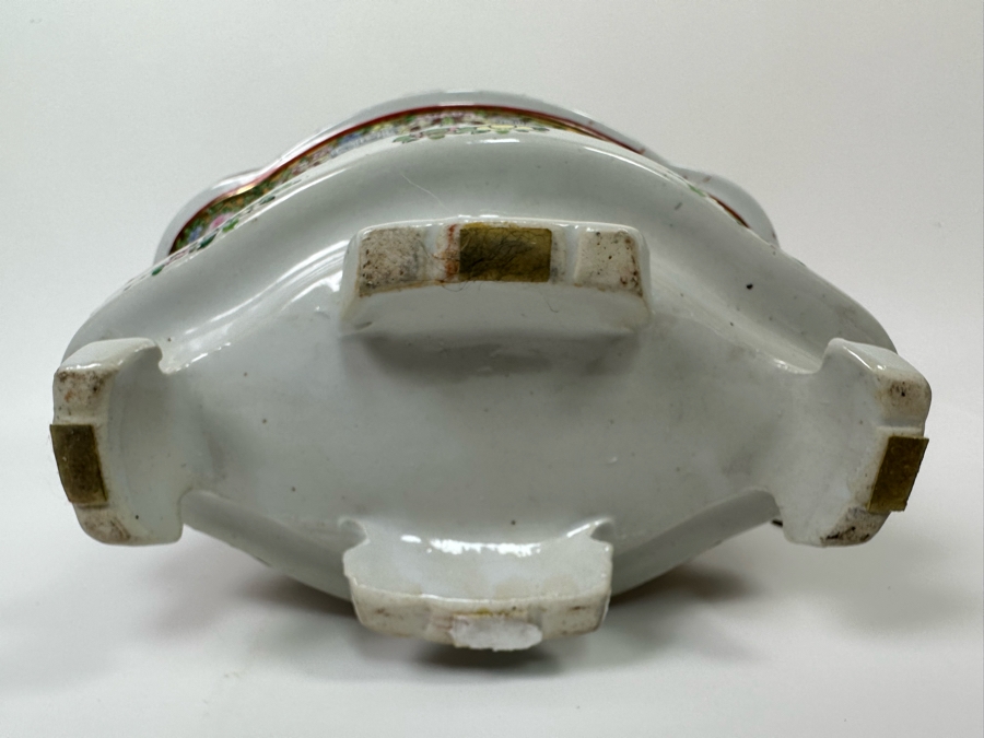 Signed Chinese Hand Painted Porcelain Planter With Underplate 6W X 9.5H [Photo 15]