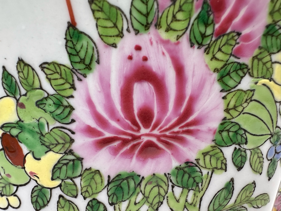 Signed Chinese Hand Painted Porcelain Planter With Underplate 6W X 9.5H [Photo 16]