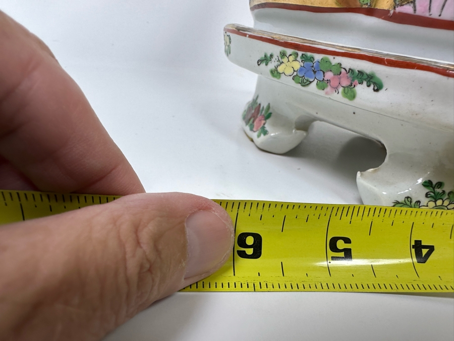 Signed Chinese Hand Painted Porcelain Planter With Underplate 6W X 9.5H [Photo 17]