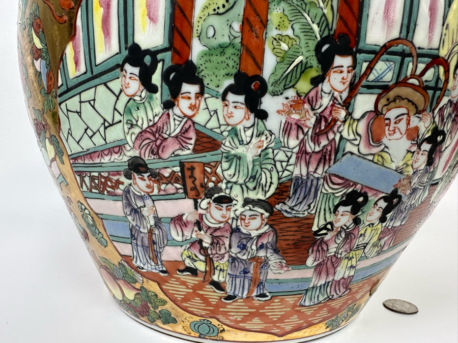 Vintage Signed Chinese Hand Painted Porcelain Fish Bowl Planter 13W X 11H [Photo 18]