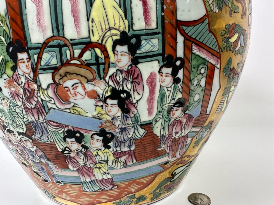 Vintage Signed Chinese Hand Painted Porcelain Fish Bowl Planter 13W X 11H [Photo 17]