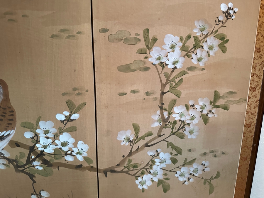 Vintage Signed Chinese Silk Screen Painting 60W X 36H [Photo 9]