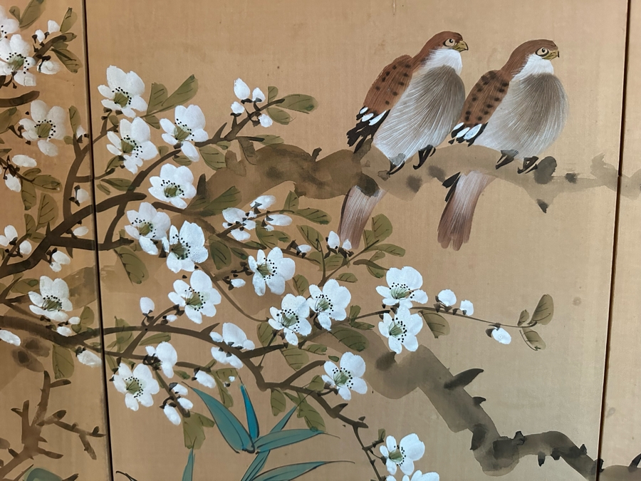 Vintage Signed Chinese Silk Screen Painting 60W X 36H [Photo 7]