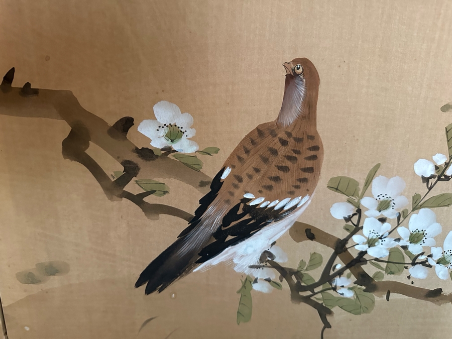 Vintage Signed Chinese Silk Screen Painting 60W X 36H [Photo 8]