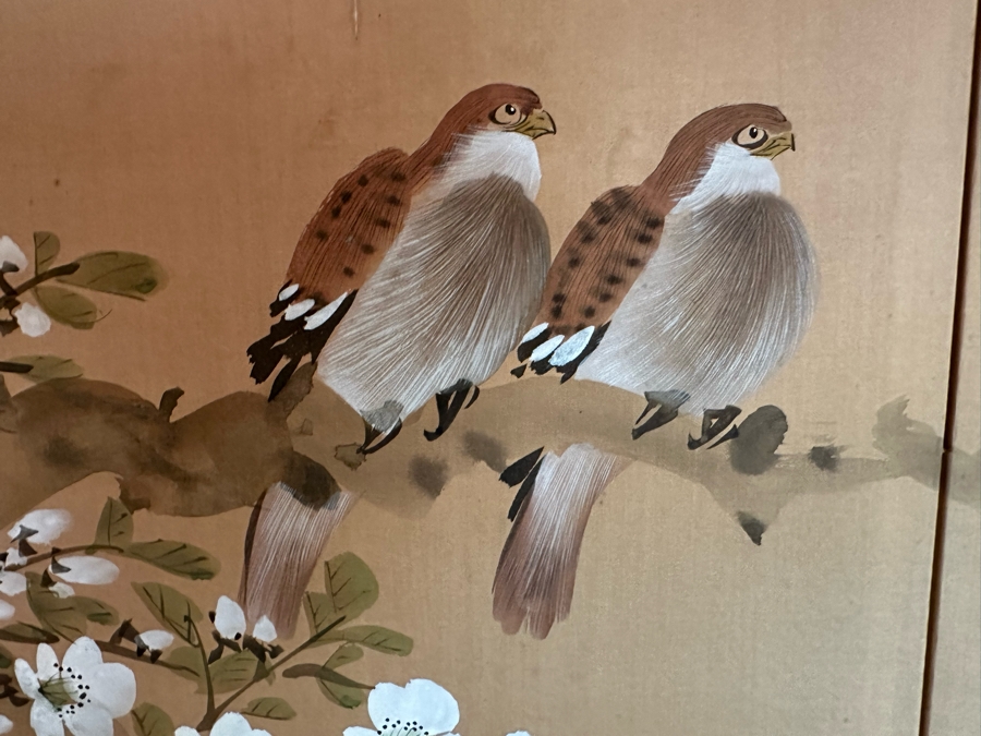 Vintage Signed Chinese Silk Screen Painting 60W X 36H [Photo 6]