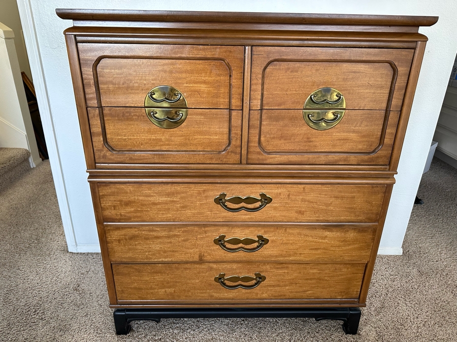 Mid-Century Chinoiserie Chest Of Drawers Highboy Dresser 40W X 20D X 47H By Basset Furniture [Photo 3]