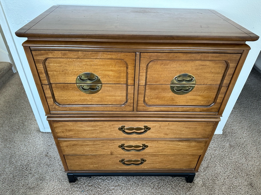 Mid-Century Chinoiserie Chest Of Drawers Highboy Dresser 40W X 20D X 47H By Basset Furniture [Photo 4]