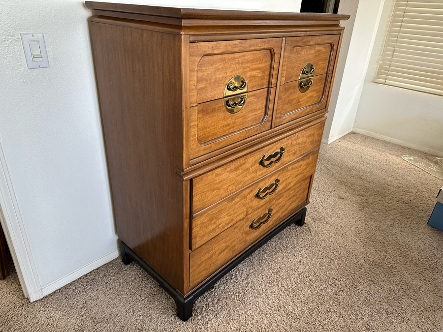 Mid-Century Chinoiserie Chest Of Drawers Highboy Dresser 40W X 20D X 47H By Basset Furniture [Photo 6]