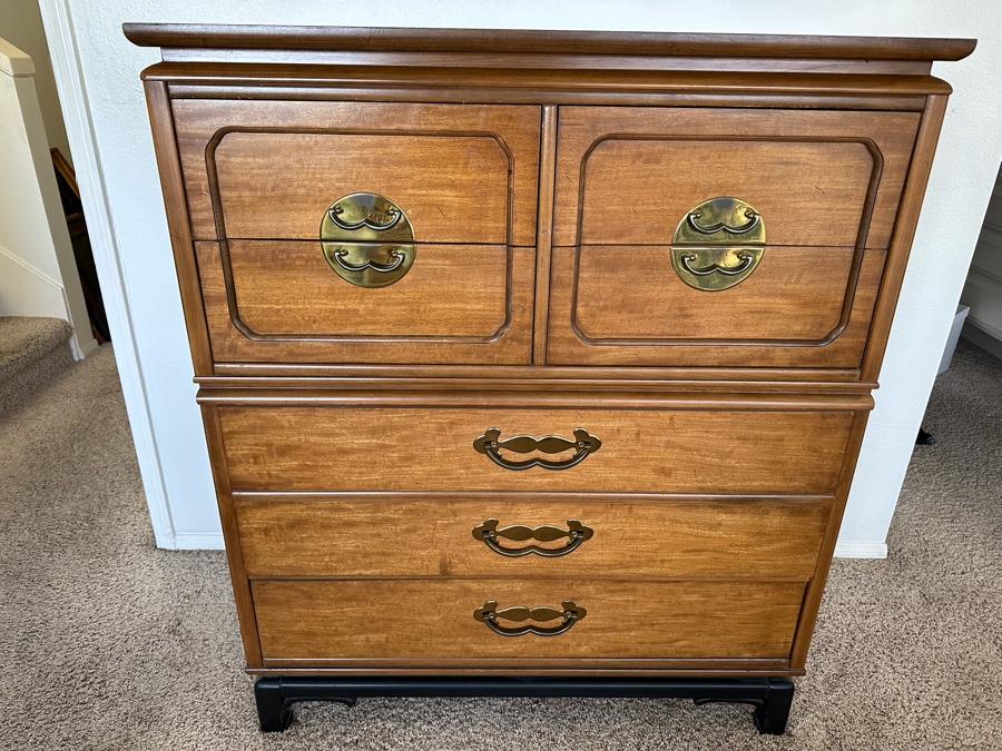 Mid-Century Chinoiserie Chest Of Drawers Highboy Dresser 40W X 20D X 47H By Basset Furniture [Photo 2]